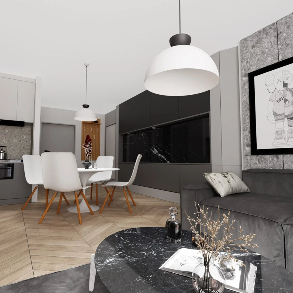 Lampadario Minimal Efesto Acciaio Bianco Nero 1 Luce Gx53