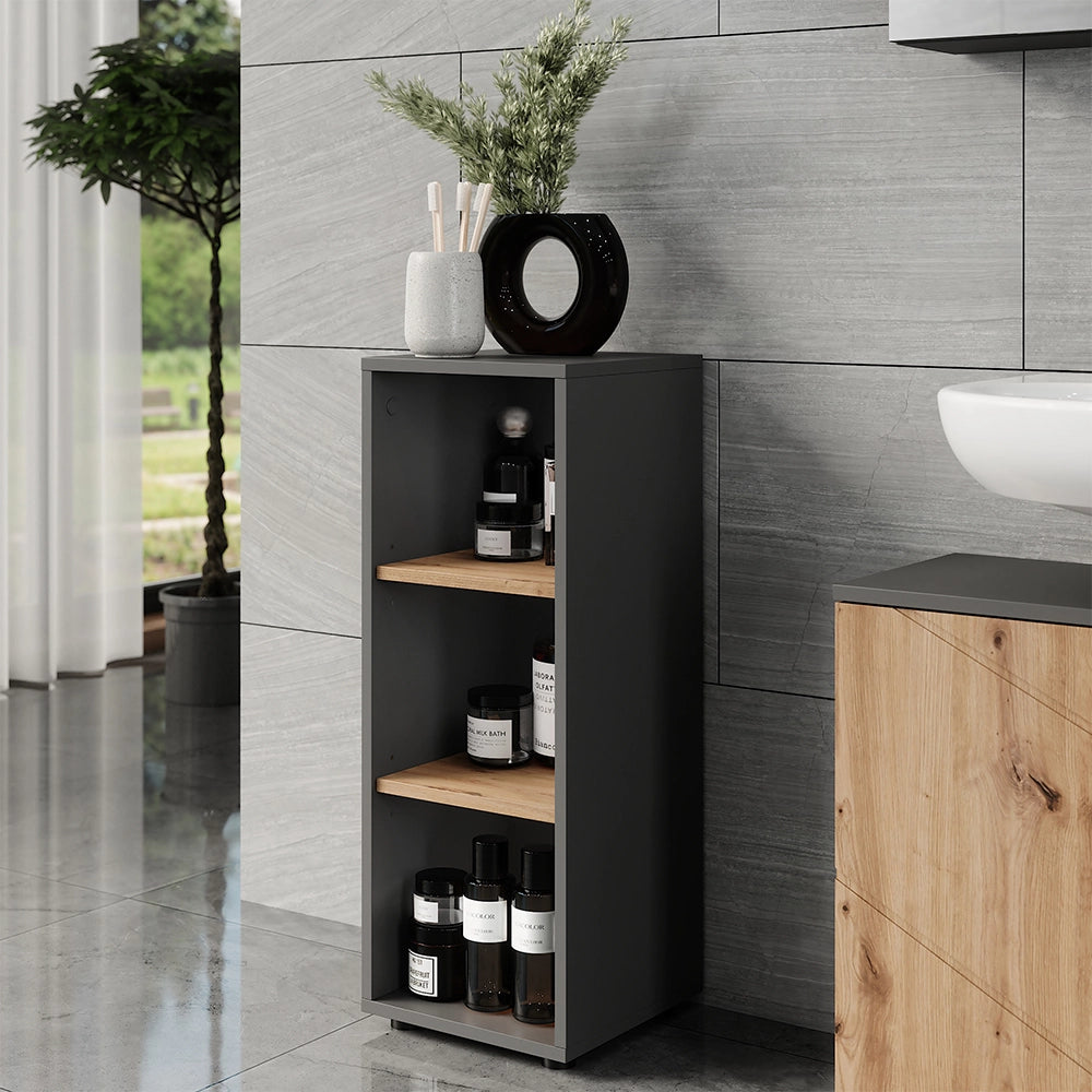 Vicco Mobiletto midi Antracite/Artisan 30 x 81 cm con 3 vani portaoggetti