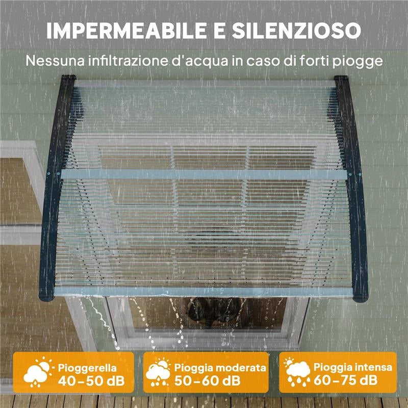 PENSILINA DA ESTERNI IMPERMEABILE E ANTI-UV, IN PC, PP E ALLUMINIO, 75X100X23 CM, TRASPARENTE E NERO