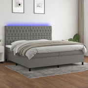 Letto a Molle Materasso e LED Grigio Scuro 200x200cm in Tessuto