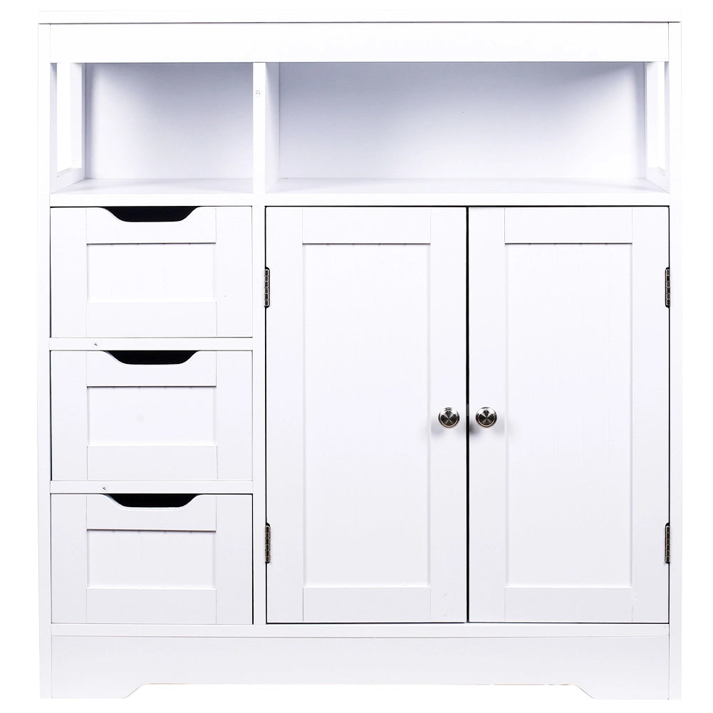 Mobile da Bagno Armadietto da Terra 3 Cassetti e 2 Ante Armadio 80.5x30x86.5cm