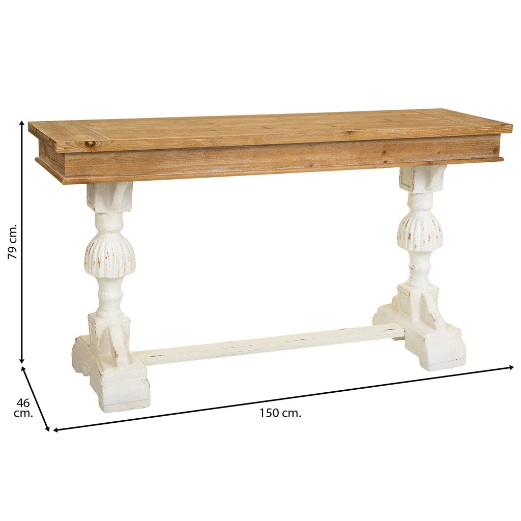 Mobile da ingresso in legno intagliato marrone 150x46x79h