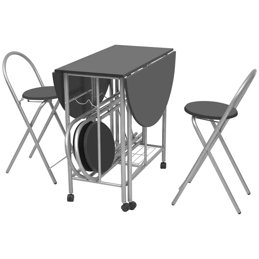 Set Tavolo e Sedie 5 pz Pieghevoli in MDF Nero 243902