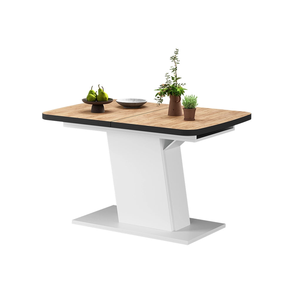 Vicco Tavolo da pranzo Estensibile Nero/Rovere Goldkraft/Bianco 120/160 x 80 cm