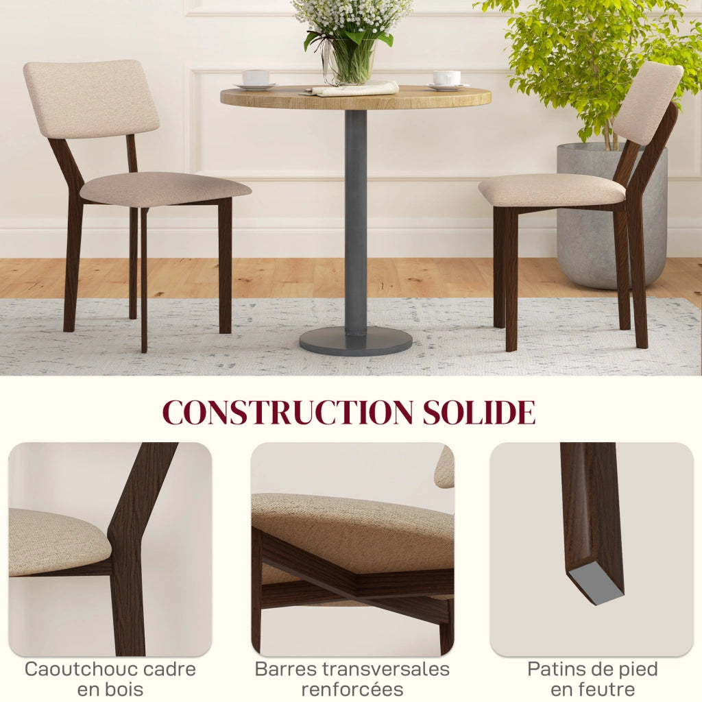 Sedia da pranzo ¨C Zephmum ¨C Legno Tissuto Beige 49x56x85 cm