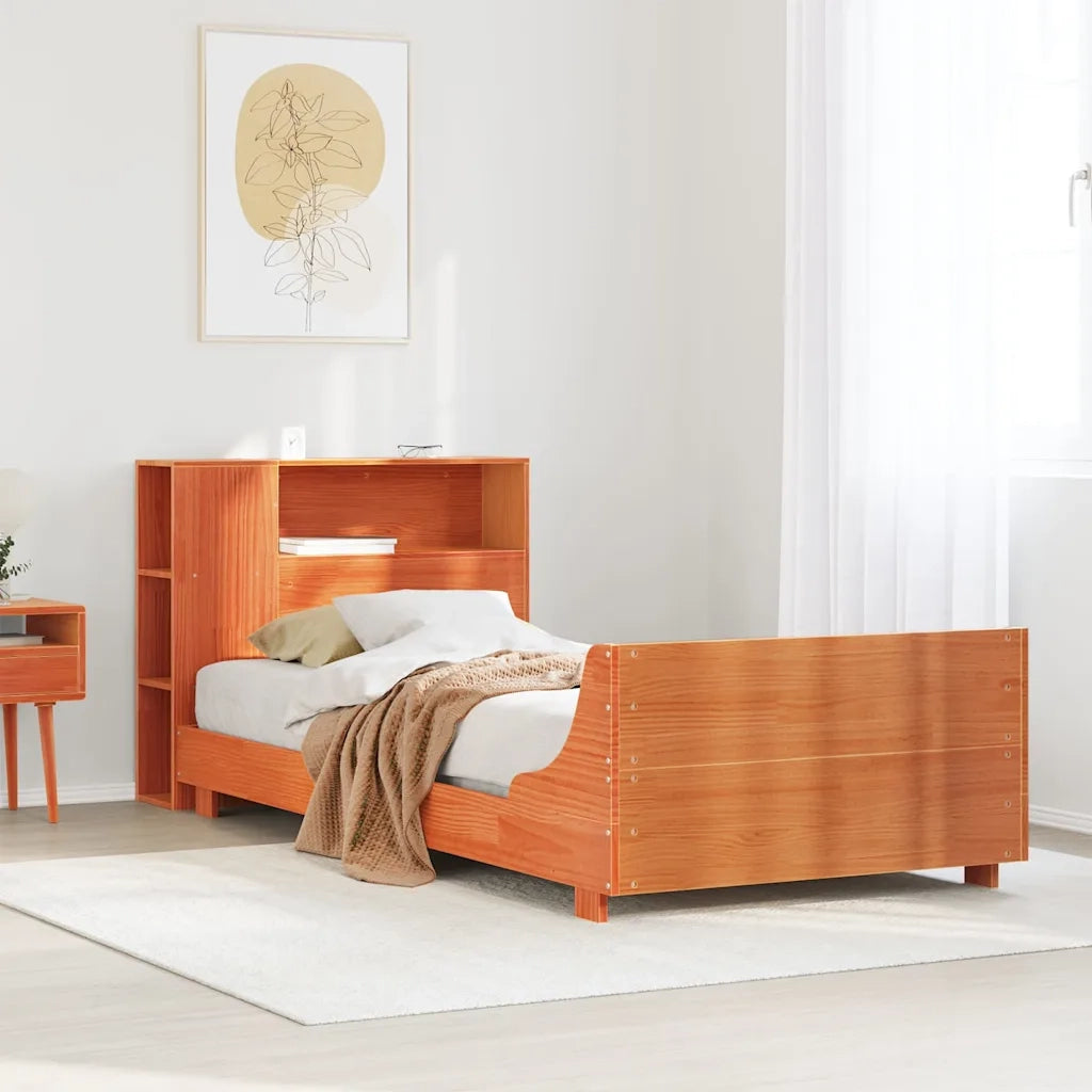 vidaXL Giroletto senza Materasso Marrone Cera 100x200 cm Legno di Pino