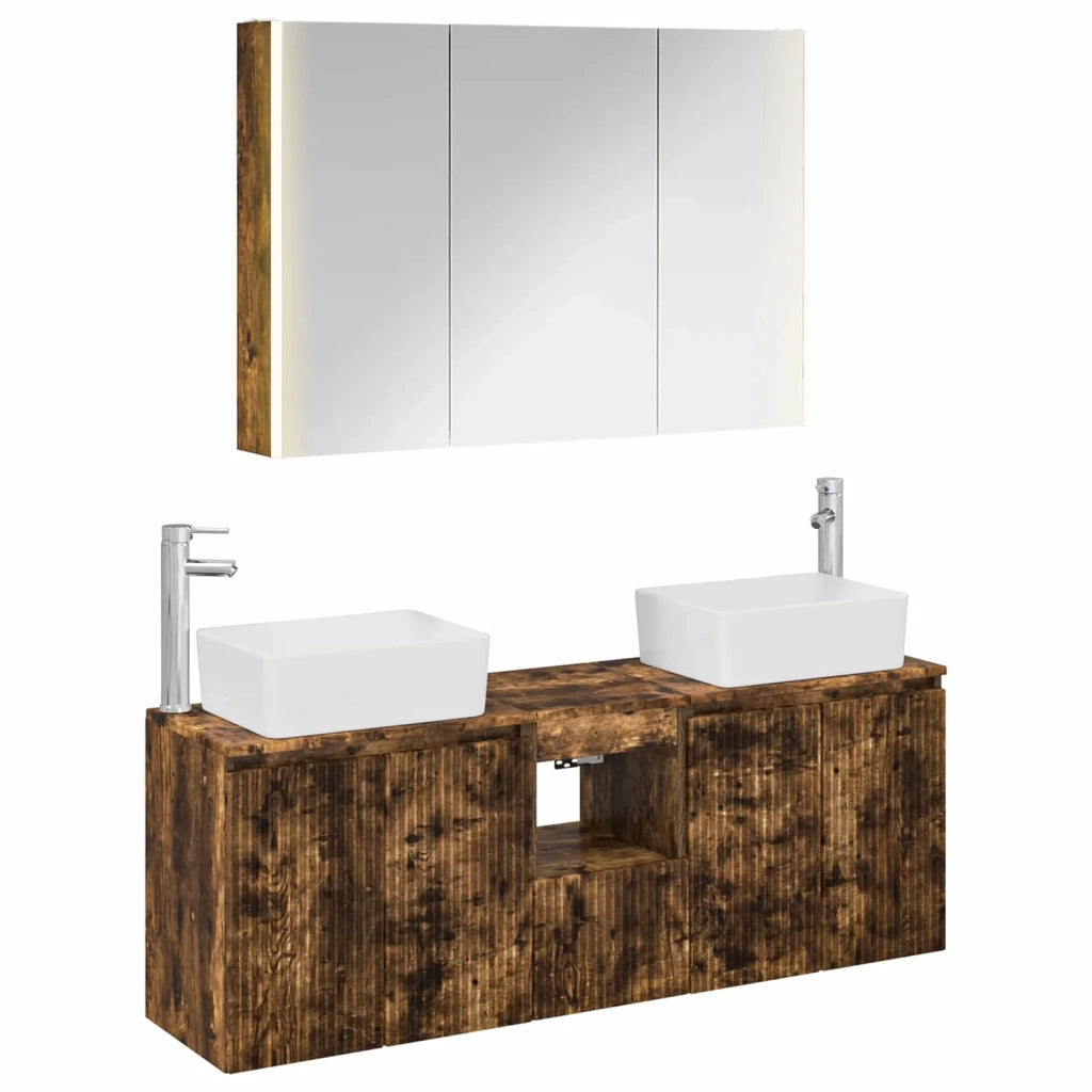 Set di Armadi da Bagno 4 pcs Rovere Fumo Legno ingegnerizzato 3406427