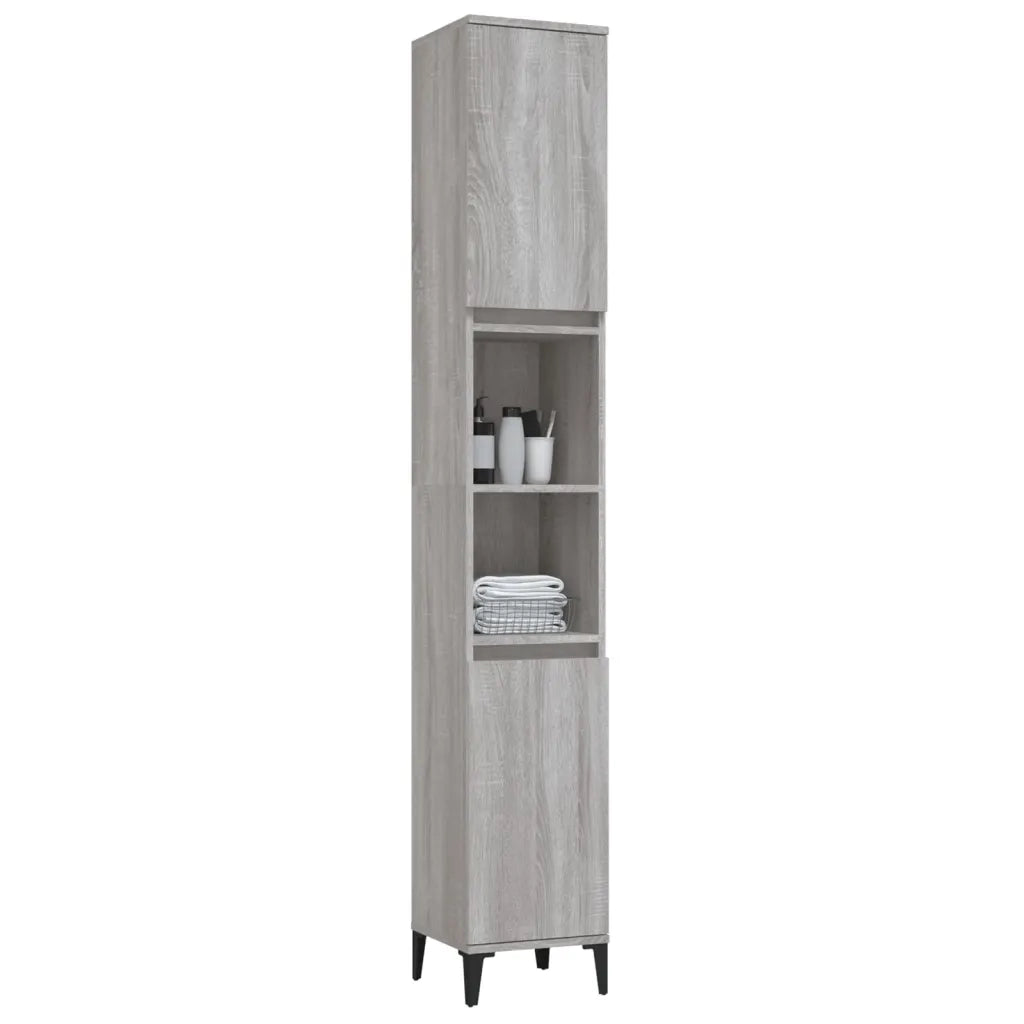 Armadietto Bagno Grigio Sonoma 30x30x190cm in Legno Multistrato 819802
