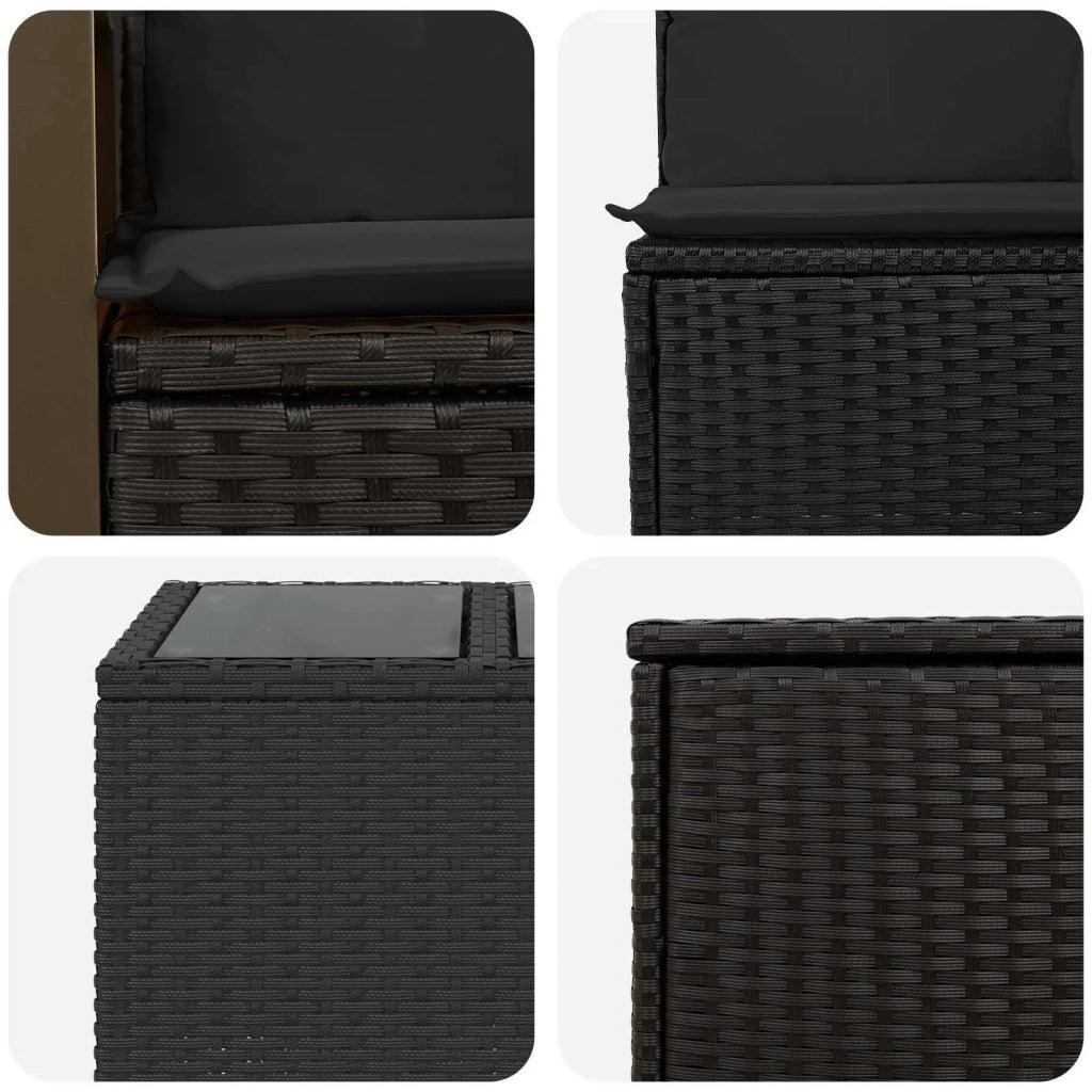 Set di divani 6 pz Nero Rattan sintetico e Acciaio 3447700
