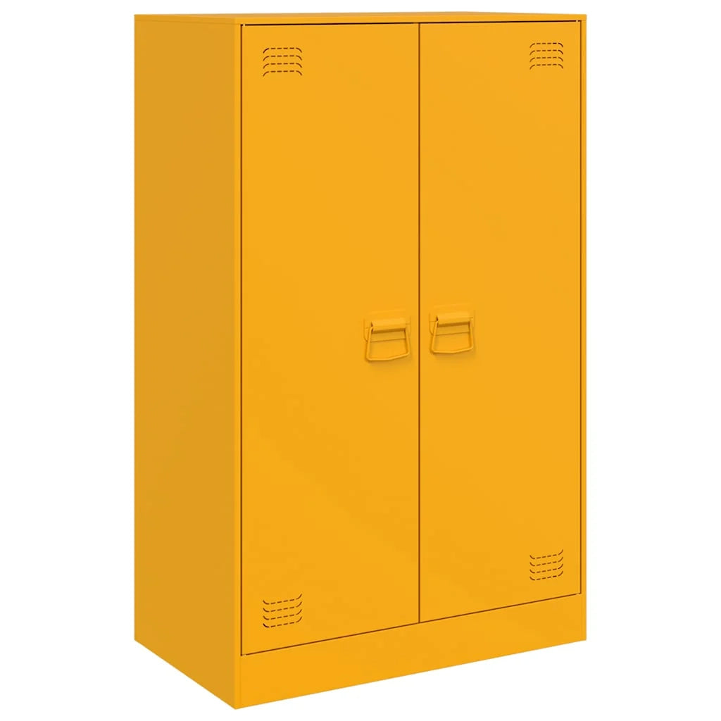 Buffet credenza cassettiera armadio mobile contenitore organizer per cucina soggiorno salotto giallo senape 67 x 39 x 107 cm acciaio giallo 02_0035696