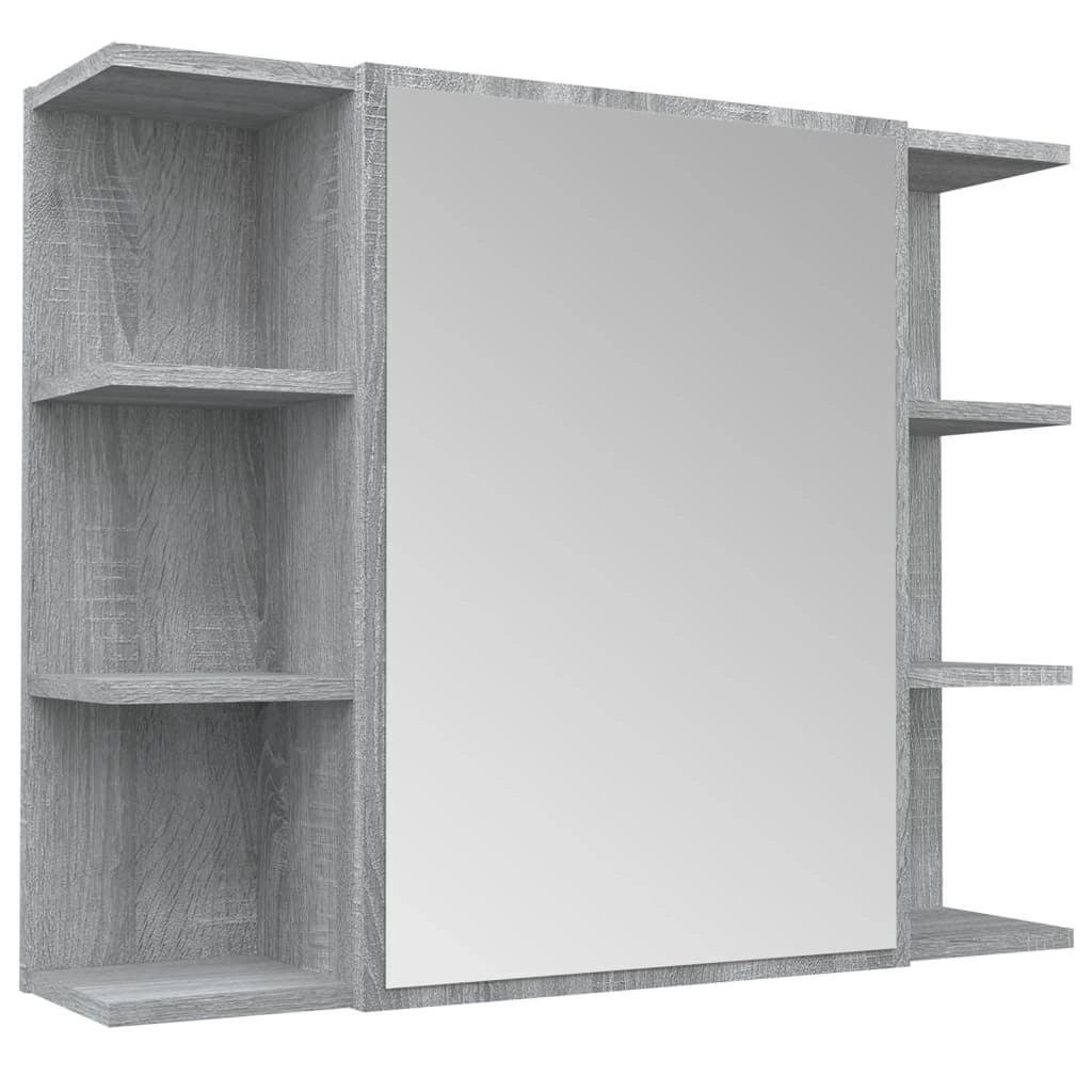 Mobiletto specchio da bagno 80 x 20,5 x 64 cm legno grigio 02_0006741