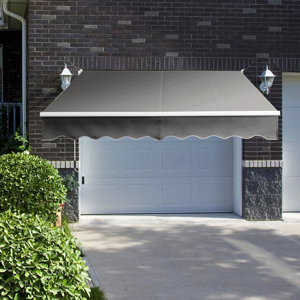 Tenda parasole in alluminio con manovella e poliestere impermeabile, Tenda da sole retrattile 245x200cm Grigio-Tende parasole