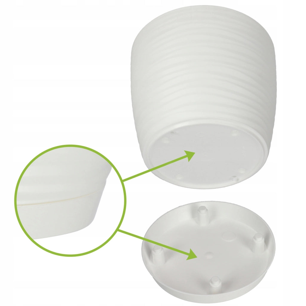 Vaso da fiori KADAX rotondo in plastica bianca, 13 cm.