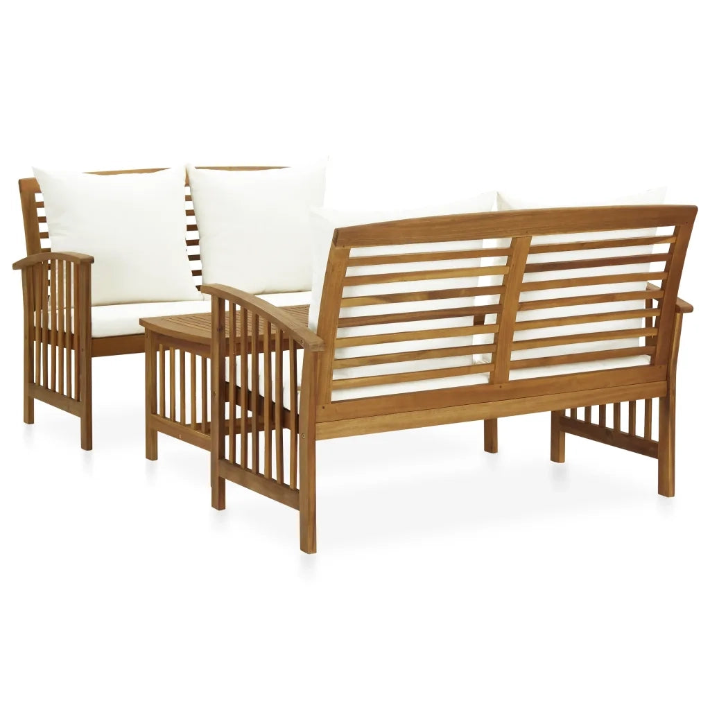 Set Divani da Giardino 3 pz con Cuscini in Massello di Acacia 3057976