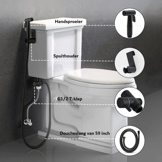Bidet a mano - Handdouche con Slang - Acciaio Inossidabile - Set - 150 cm Lungo - Premium