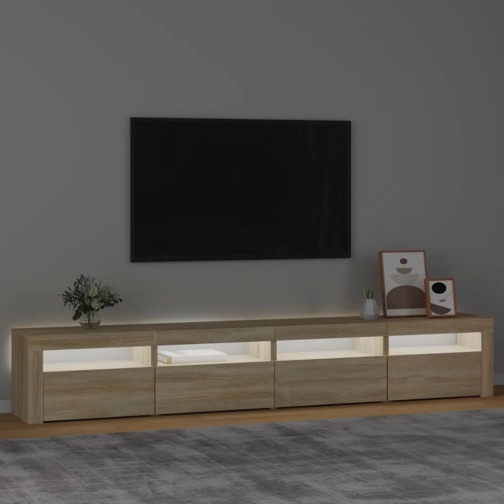 Mobile Porta TV con Luci LED Rovere Sonoma 240x35x40 cm cod mxl 12745
