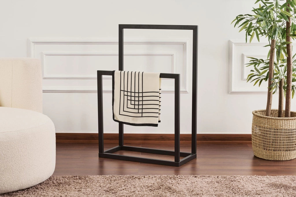 Portasciugamani in metallo "Gediz" - 25 x 60 x 90 cm - Nero