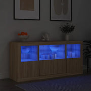 Credenza con Luci LED-Buffet-Armadio da cucina Rovere Sonoma 142,5x37x67 cm 953425