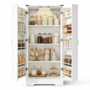 Credenza da cucina 60x35x128，5 cm bianca， stile country， LED