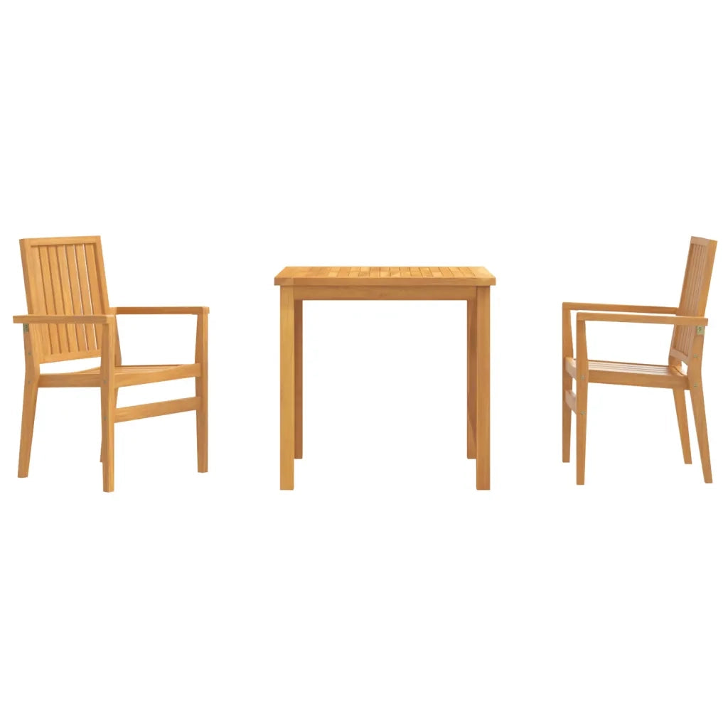 Set da Pranzo per Giardino 3 pz in Legno Massello di Teak