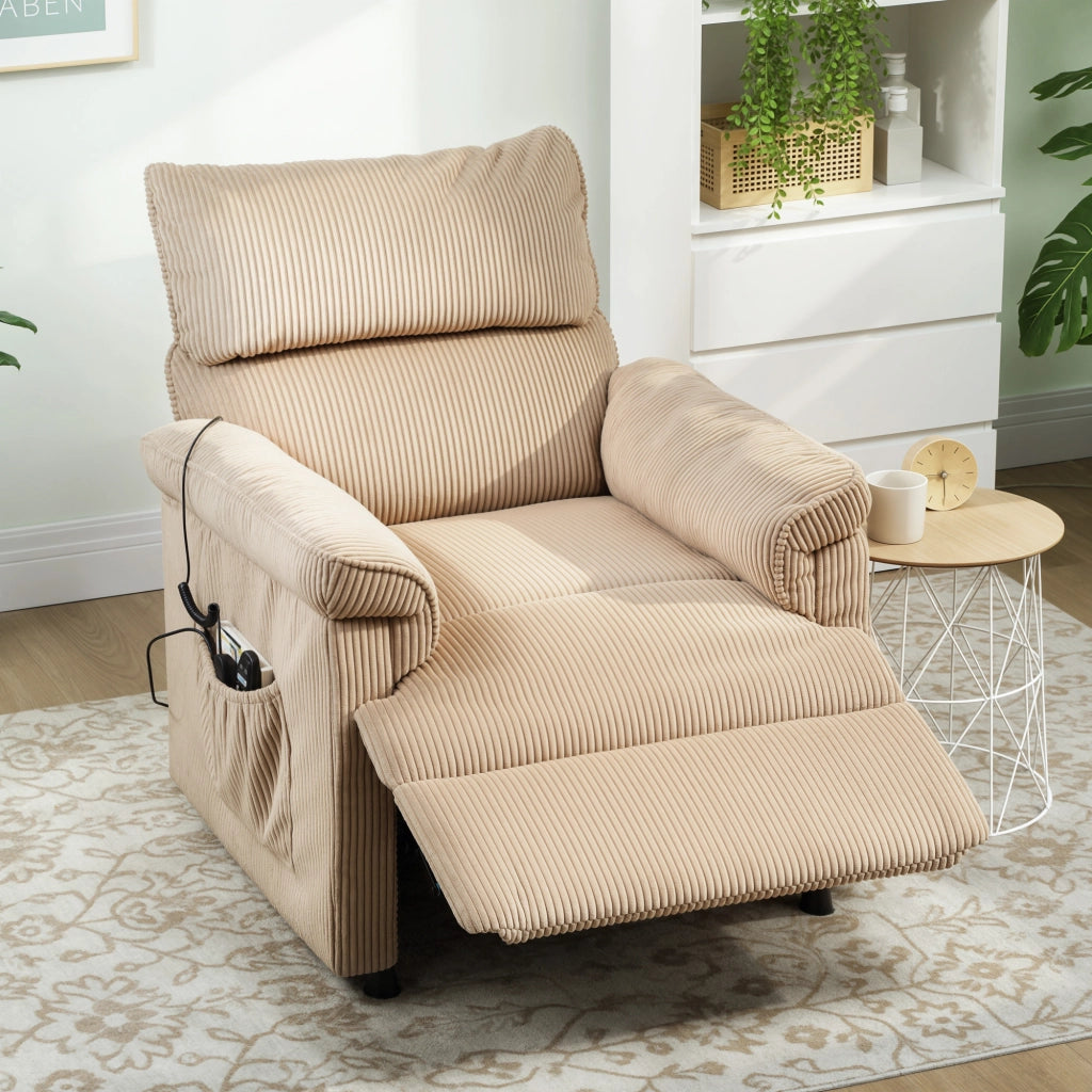 Poltrona relax elettrica massaggiante e riscaldante ¨C zephmum ¨C velluto coste marrone