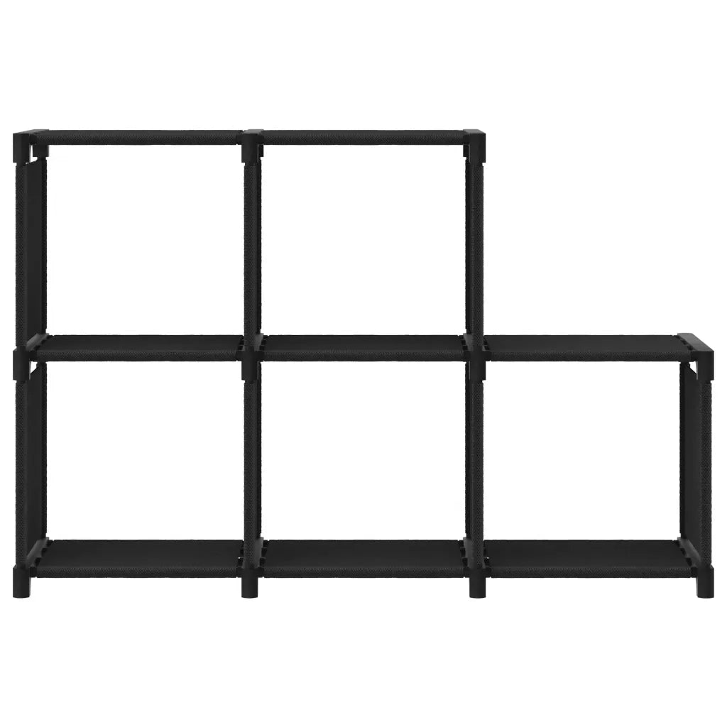 Mensola con 5 Vani a Cubo Nera 103x30x72,5 cm in Tessuto 322602