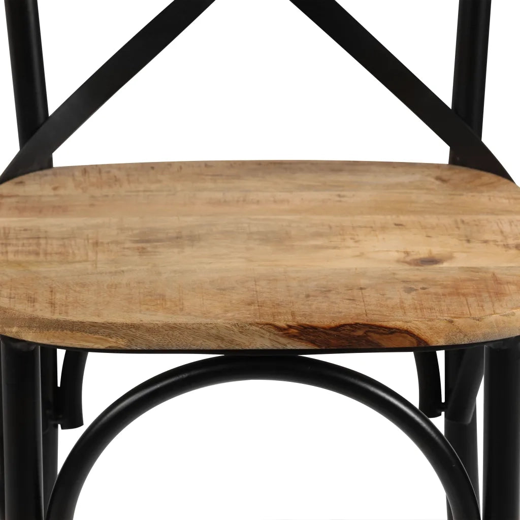 Sedie a Croce 6 pz Nere in Legno Massello di Mango 278774