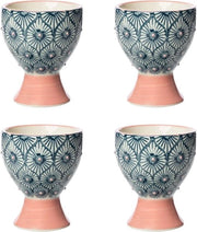 Set di 4 contenitori per uova in ceramica a mano stampata MIX'N'MATCH - lavastoviglie - rosa/grigio - 65 x 5 cm