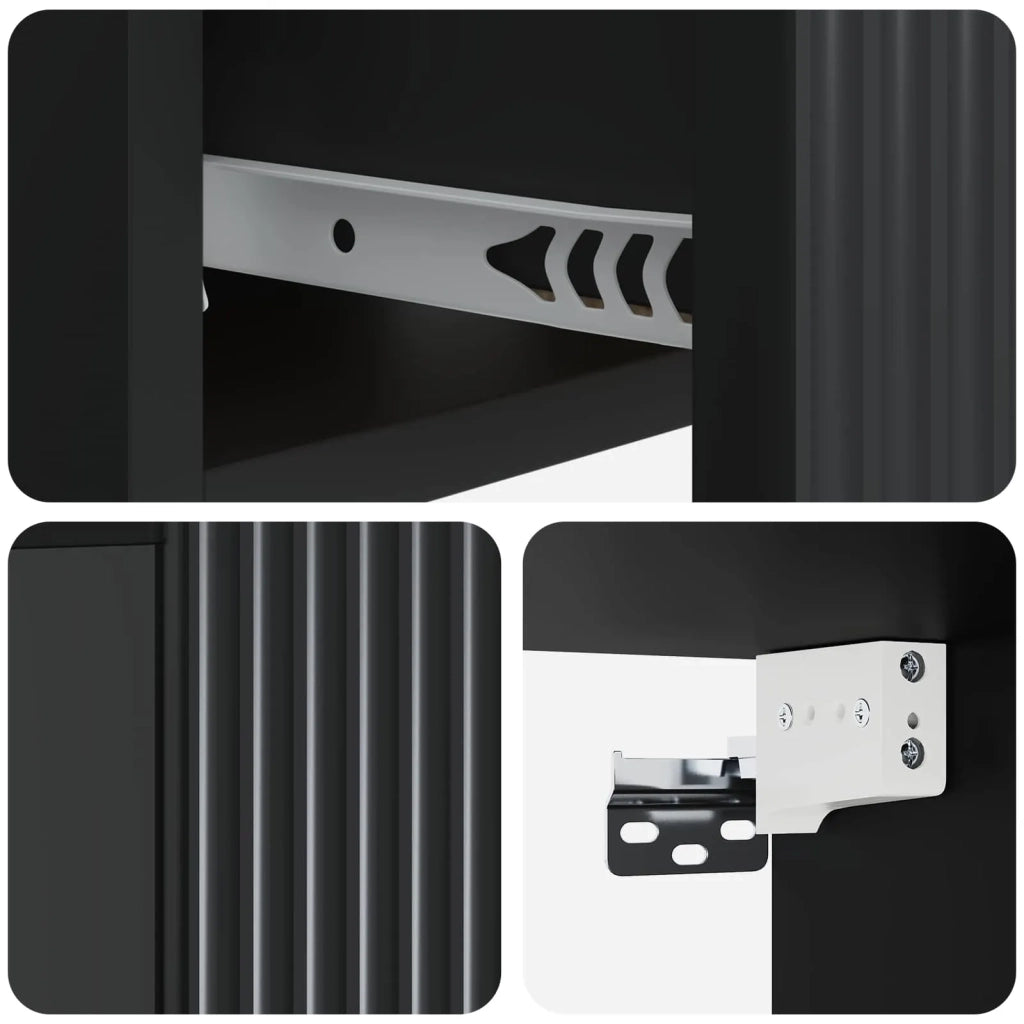 Mobiletto da notte a muro 2 pcs Nero 49 x 34,5 x 20 cm