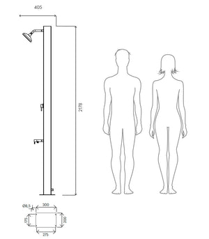 Doccia Solare da Giardino 40L Miscelatore e Lavapiedi Dora Baltea N