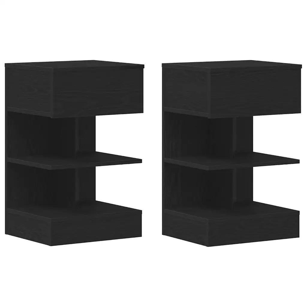 Set di 2 Comodini | Armadio da Notte | Mobiletto da notte con cassetto Rovere Nero 40 x 35 x 65 cm
