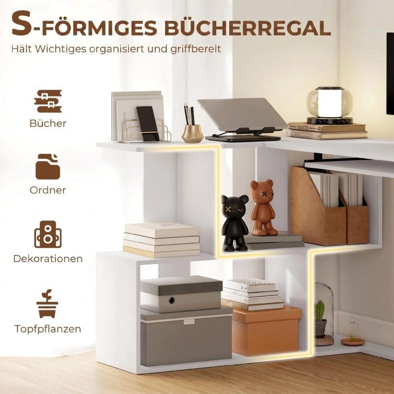 SCRIVANIA Angolare 90x50 cm + 100x30 cm Bianca