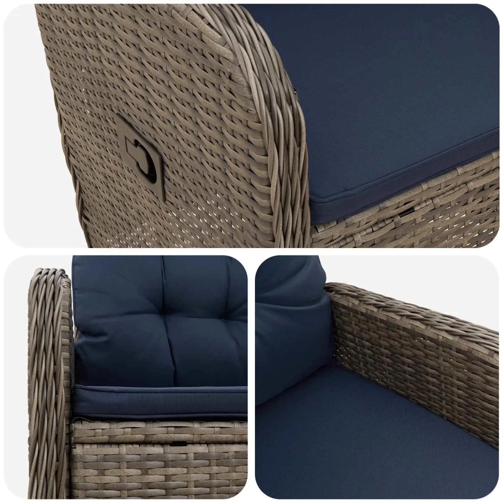 Sedia da giardino reclinabile Grigio e Blu Navy 42027158