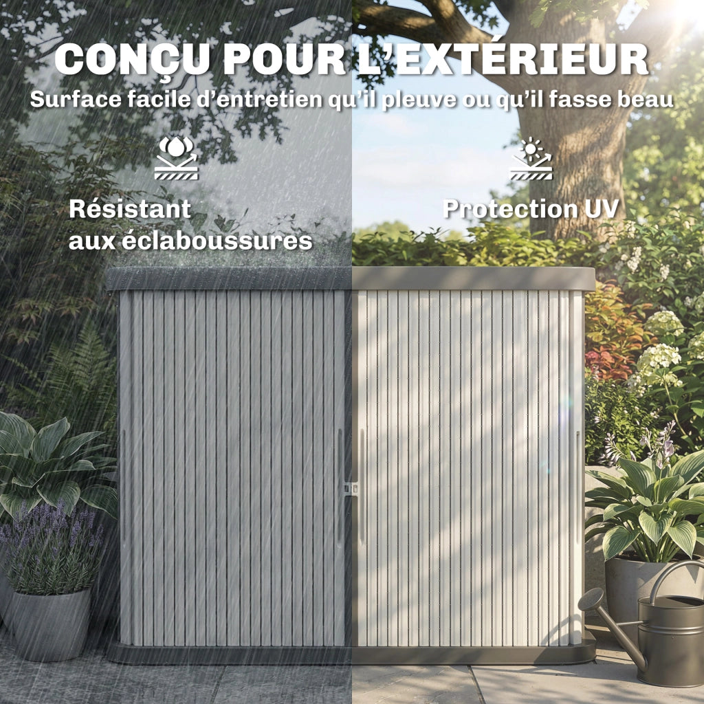 Coffre da Giardino 480 L con Porte a Scorrimento ¨C zephmum ¨C Marron Chiaro 120,5x59,5x92cm