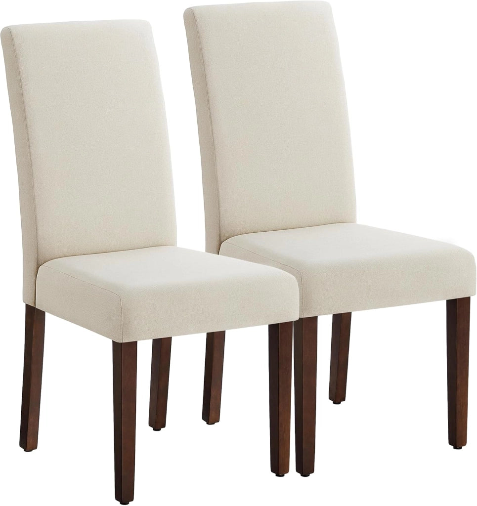 VASAGLE Sedie da Pranzo, Sedie Parsons da Cucina, Schienale Alto, per Sala da Pranzo, Set di 2, Seduta Imbottita Spessa, 58 x 48 x 100 cm, Bianco Crema KDC158W01