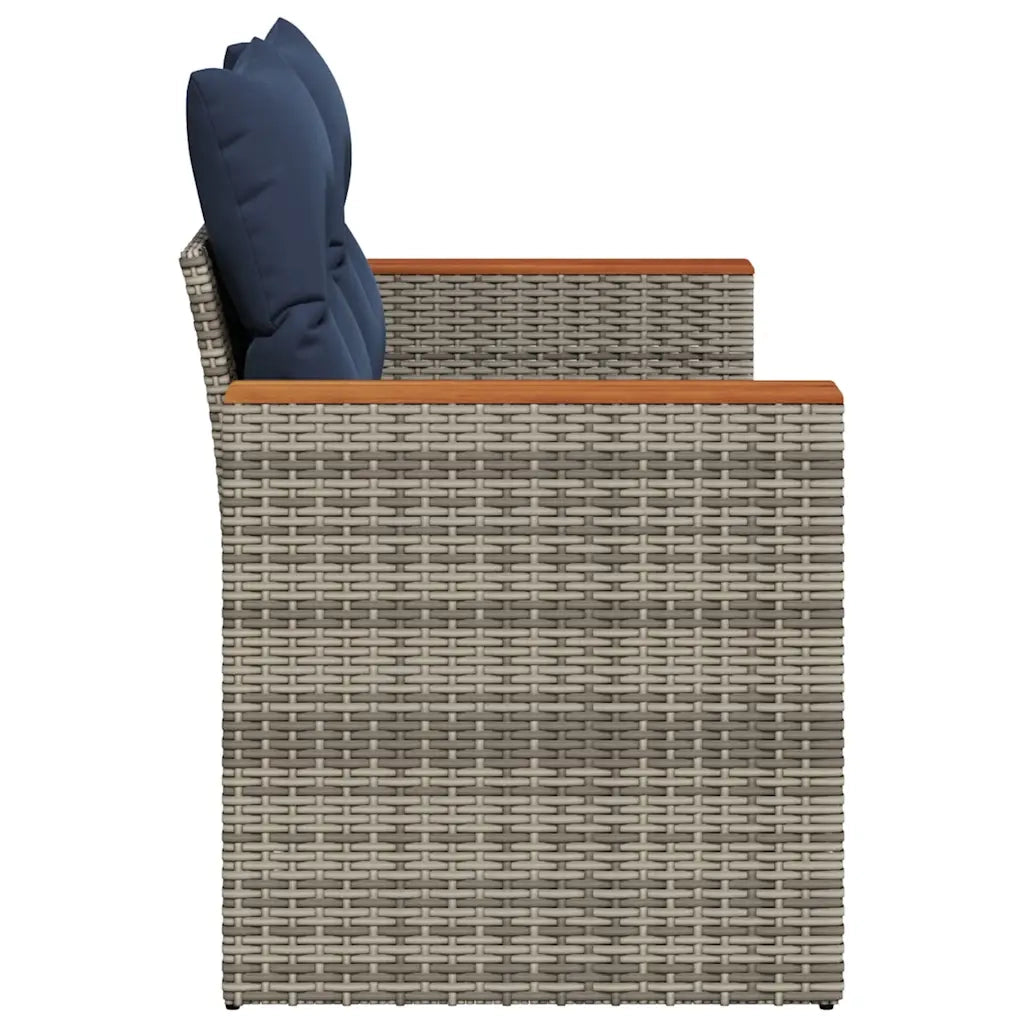 Divano da giardino con cuscini a 2 posti grigio in polyrattan