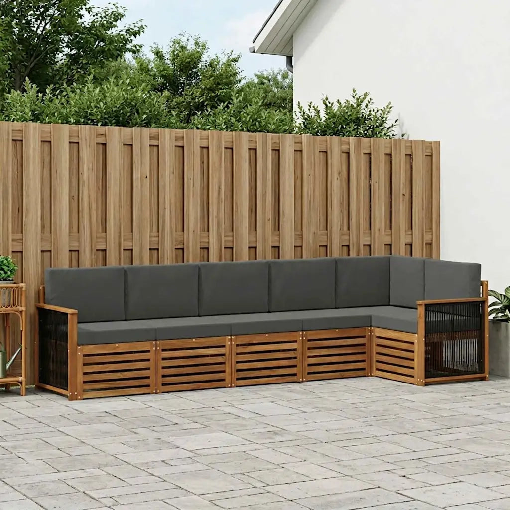Set divano sezionale con cuscino 5 pcs Naturale e Antracite