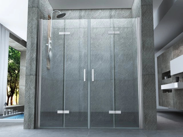 Porta doccia a libro ingresso centrale cristallo 8mm trasparente h.195 SEA BIS 140 cm,Flacone anticalcare escluso