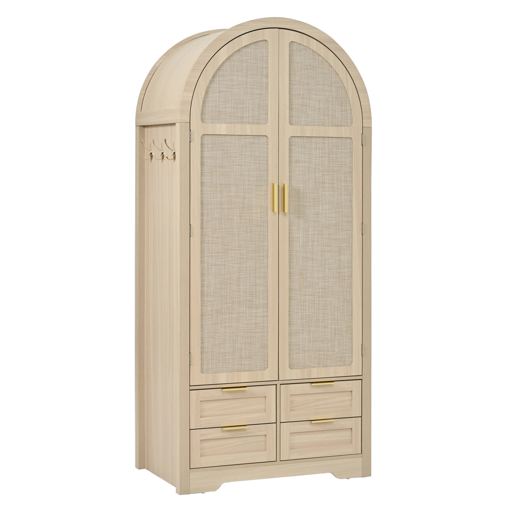 Armadio 80x50x179 cm con appendiabiti e cassetti in MDF rovere
