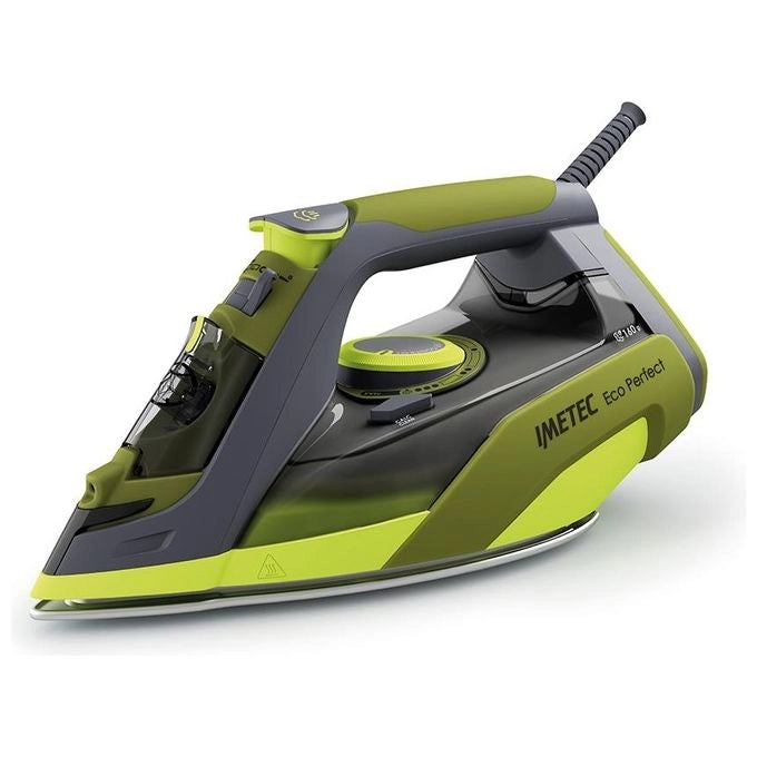 Imetec 9017 Eco Perfect Ferro da Stiro a Vapore 2400W Piastra Pro Ceramic Colpo Vapore 160g Serbatoio 300ml Tripla Protezione Anticalcare colore Verde Grigio