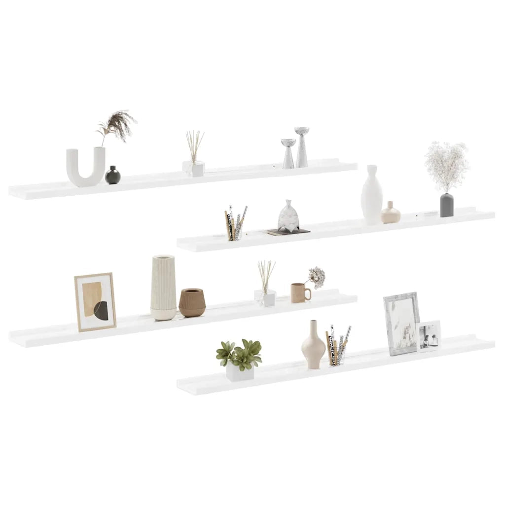 Mensole da Parete 2 pz Bianco Lucido 115x9x3 cm 326657