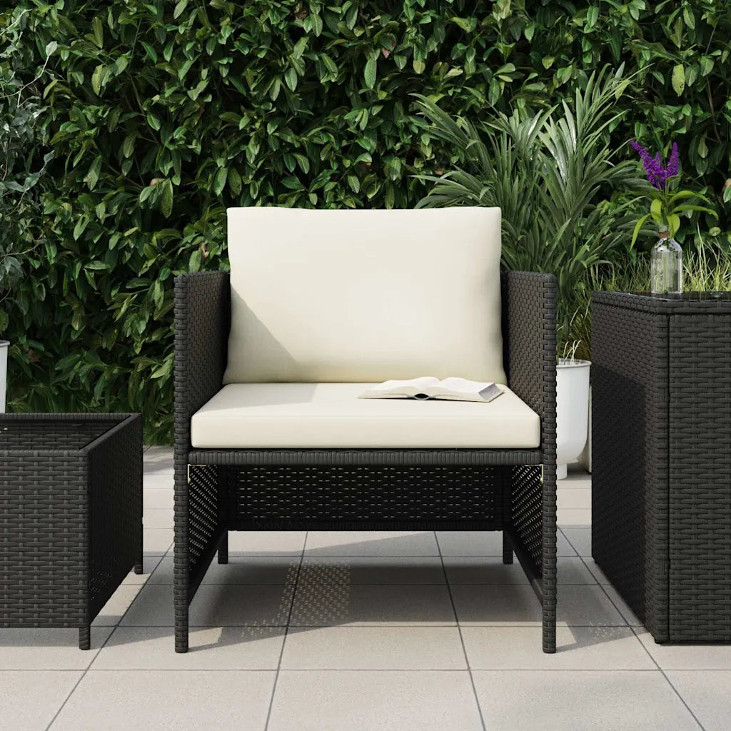 Poltrona da Giardino con Cuscini in Polyrattan Nero cod mxl 70681