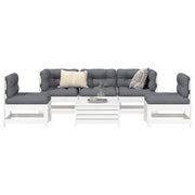 Set Divani da Giardino 6 pz Bianco in Legno Massello di Pino 3250721