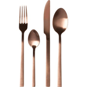 Trade Shop - Set Servizio Di Posate In Acciaio Inox Bronzo Satinato Da 24pz Stile Elegante Raffinato -