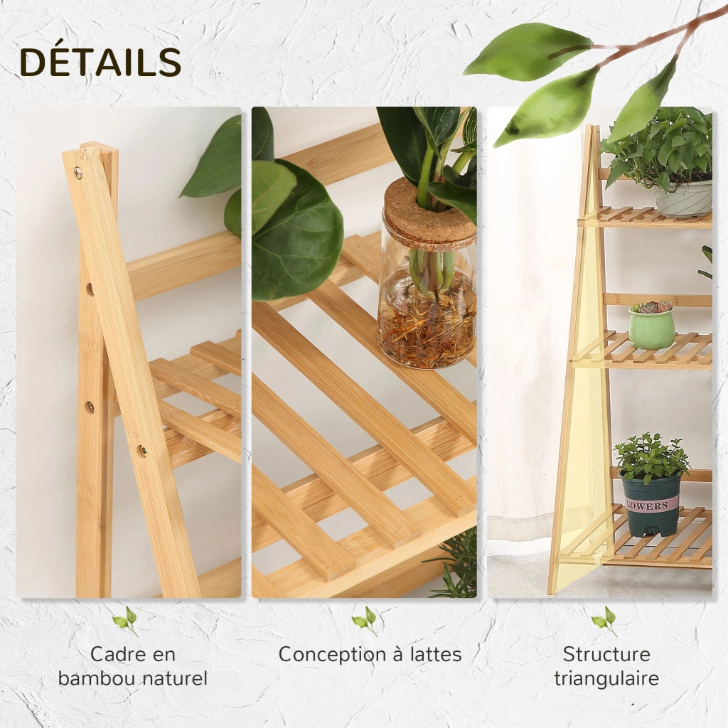 Scaffale per piante in bamb¨´ piegabile 3 ripiani ¨C Xylo ¨C naturale 100x39x97cm