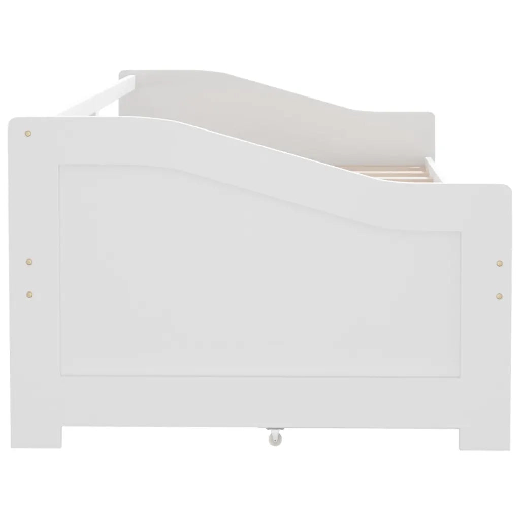 Divano Letto 3 Posti con Cassetti Bianco Pino Massello 90x200cm