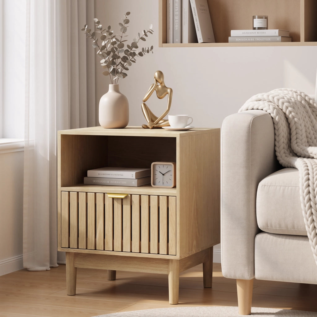 Comodino in Rovere con Cassetto ¨C MINIMAL ¨C 45x39x56,5 cm