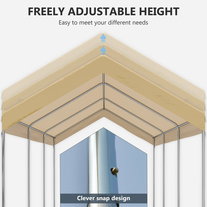 Box Auto da Esterno 600x295x265-310 cm in Acciaio e Polietilene Beige