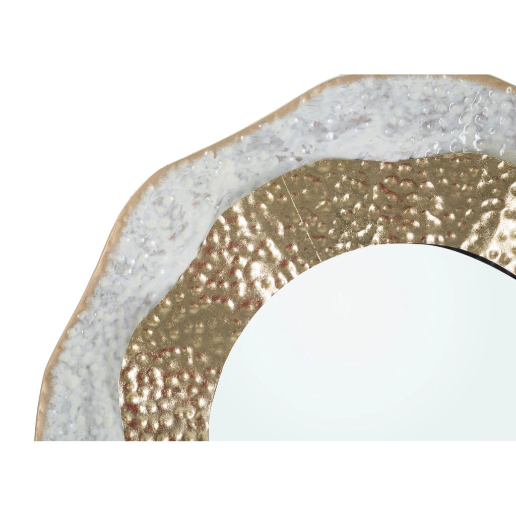 Specchio da parete Shai Light tondo in ferro oro e crema