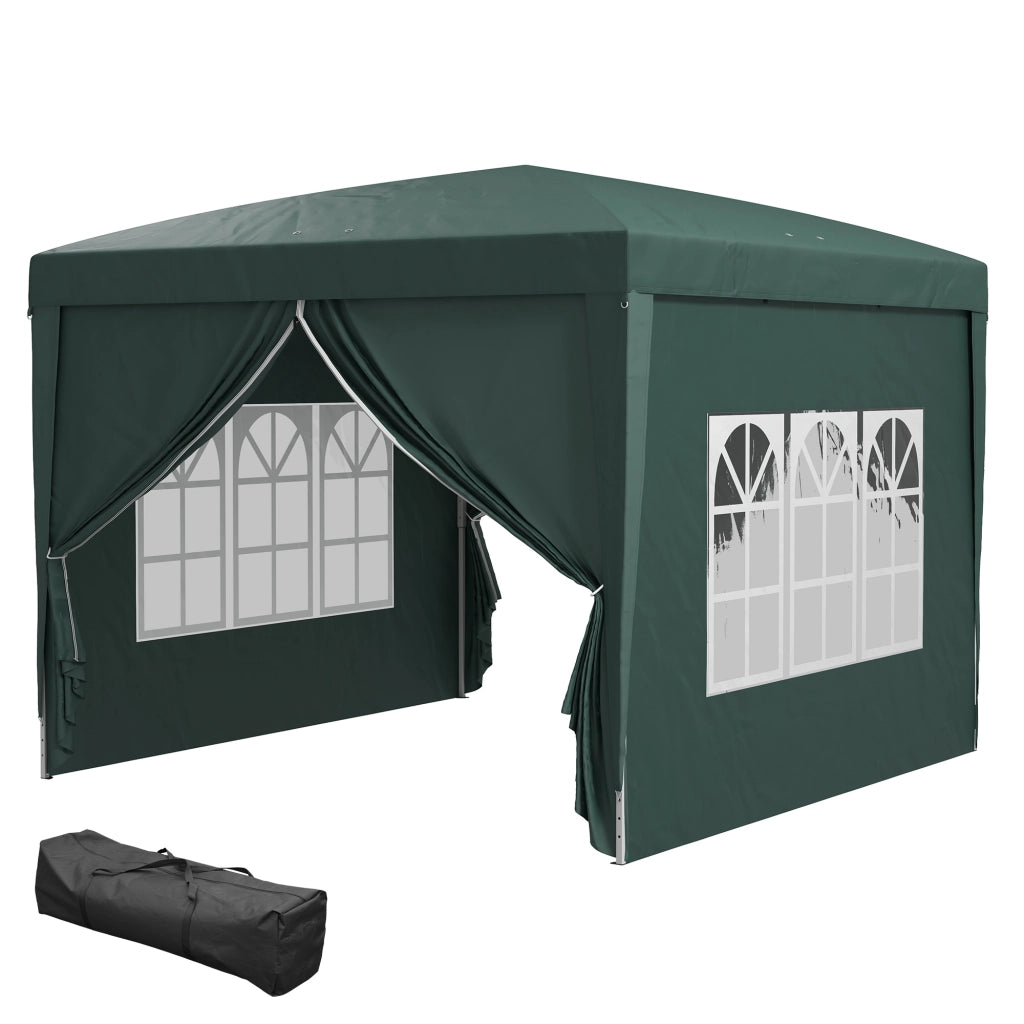 Gazebo Giardino Pieghevole 3x3 m Verde con 4 Pareti ¨C zephmum ¨C Polipropilene Impermeabile Anti-UV